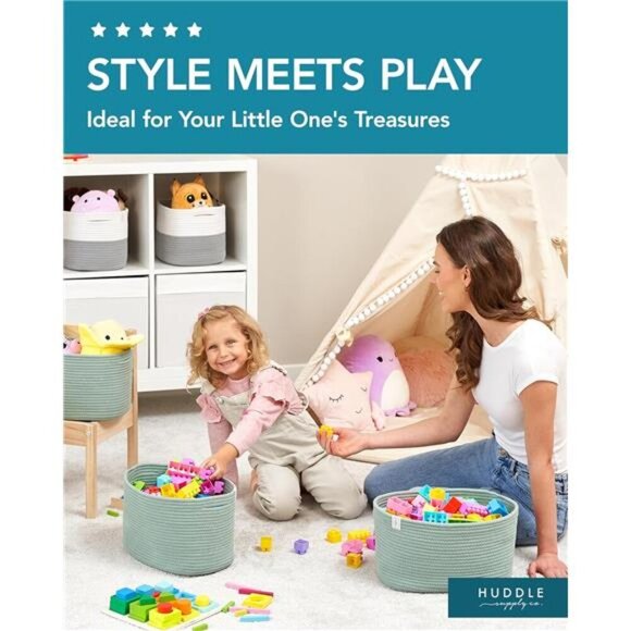 3WASHABLE Woven Baskets for Storage Baskets for Shelves Large Cotton RopeBaskets - Picture 4 of 7